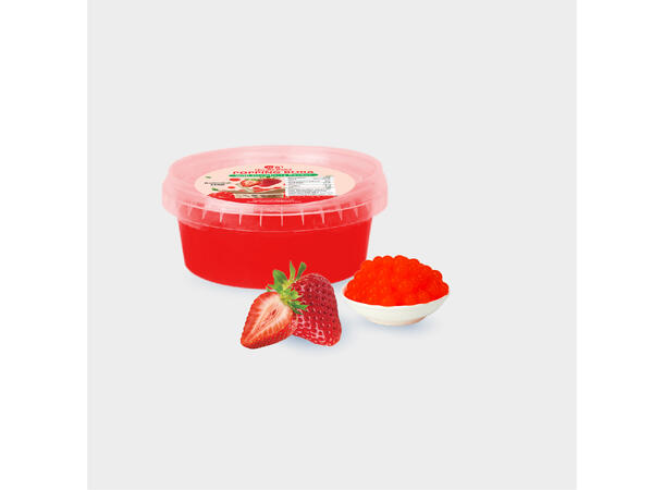 POPPING BOBA Strawberry flavour 4x250gr Hat tran chau thuy tinh - Dau  DK