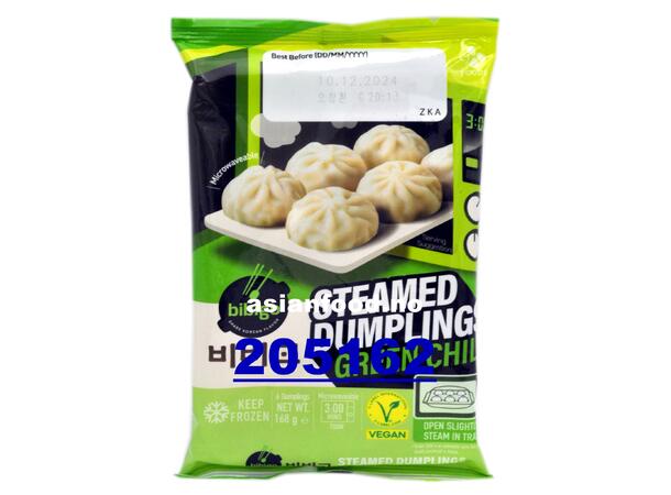 BIBIGO Steamed dumpling 6pcs Green chili Banh bao chay - Ot xanh 24x168g  DE