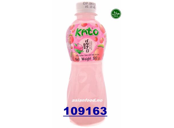 KATO Lychee juice with nata de coco Nuoc trai vai 48x320ml  TH