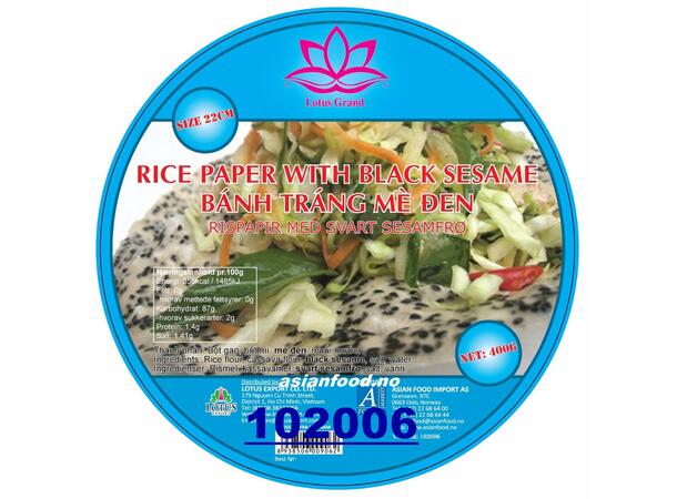 LOTUS Rice paper with black sesame Banh trang me den 30x400g  VN