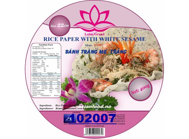 LOTUS Rice paper with white sesame Banh trang me trang 30x400g  VN