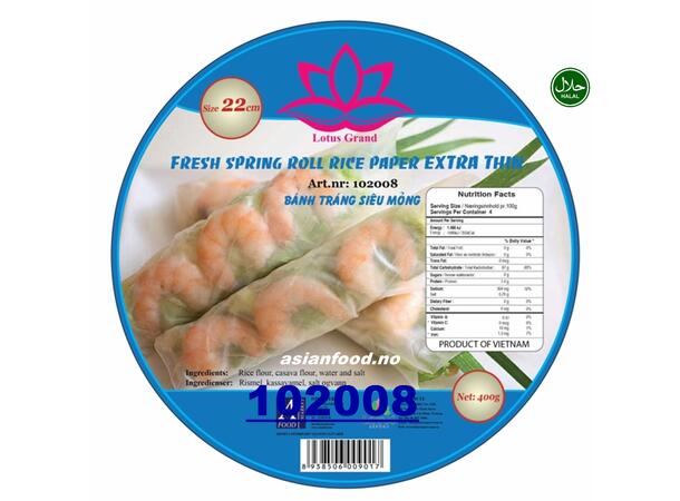 LOTUS Round rice paper extra thin 22cm Banh trang sieu mong 40x400g  VN