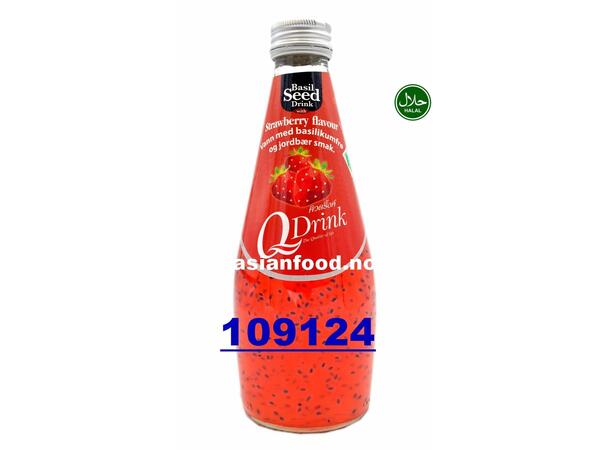 Q-DRINK Basil seed with STRAWBERRY Nuoc hat e & dau 24x290ml  TH
