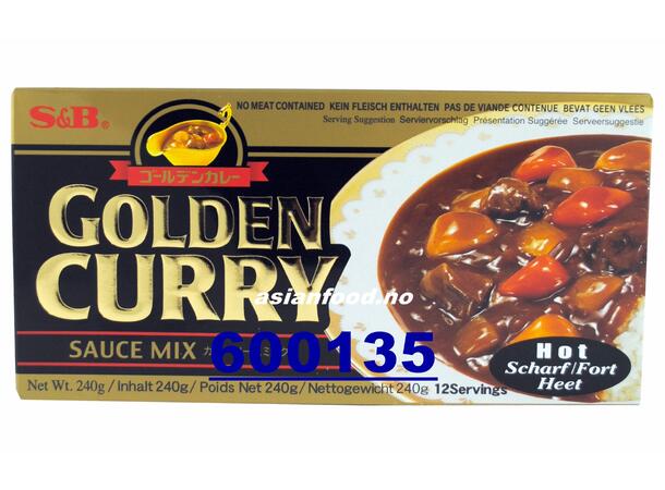 S&B Golden curry sauce mix HOT Cari nhat 6x(10x220g)  JP